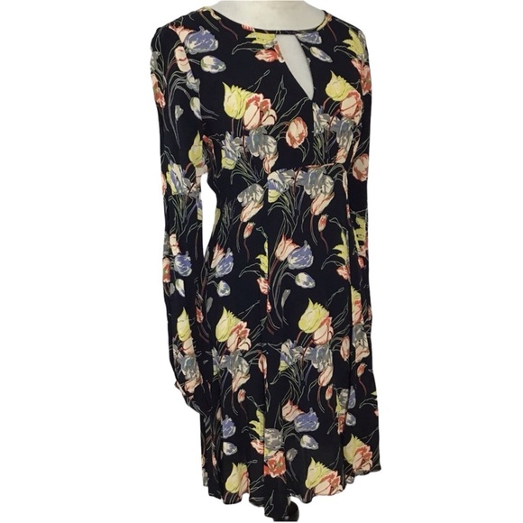 Bytimo Trailing Flowers Black Floral Long Sleeve Dress Size XS NEW - Picture 9 of 15